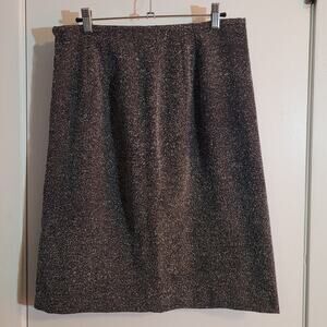 Amanda Smith Black Speckled Career Skirt 12 Old Money Neutral Modest Chic Office